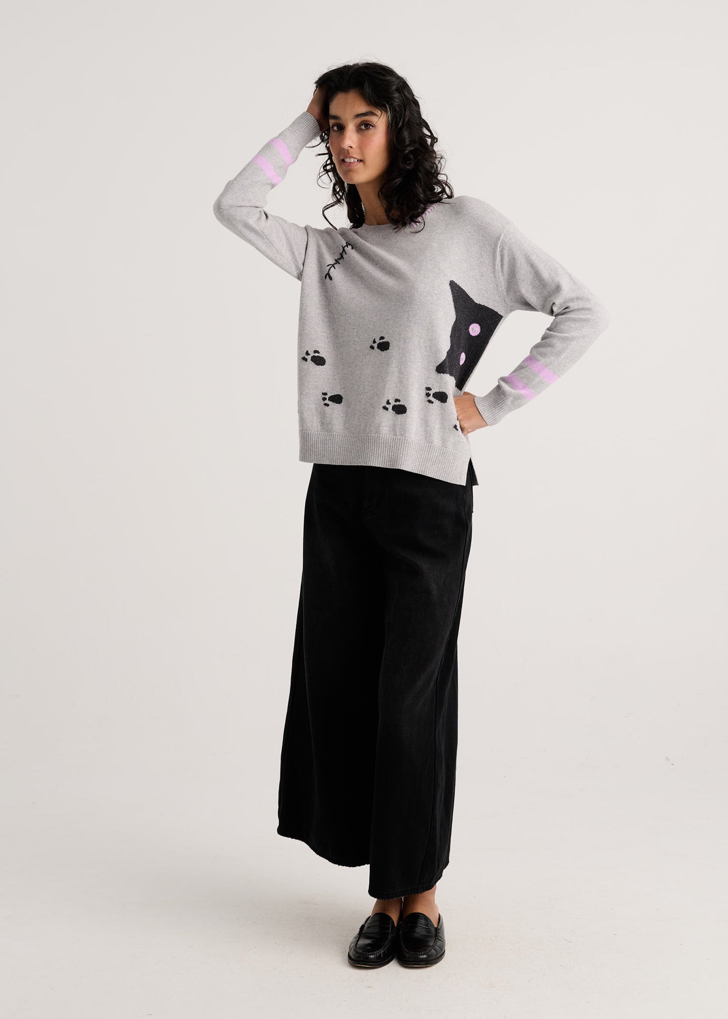 "Cheeky Cat" Pop-Over Sweater. Style ZKP8508U