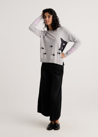 "Cheeky Cat" Pop-Over Sweater. Style ZKP8508U