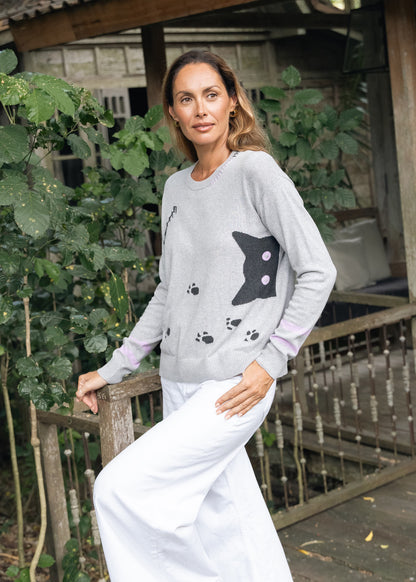 "Cheeky Cat" Pop-Over Sweater. Style ZKP8508U