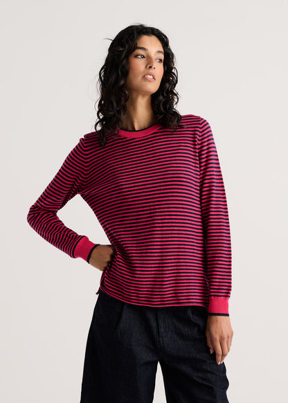 Lightweight Black & Pink Striped Sweater. Style ZKP8523U