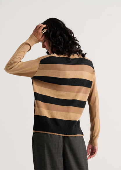 Colour Theory Stripe Back V-Neck Sweater. Style ZKP8527U