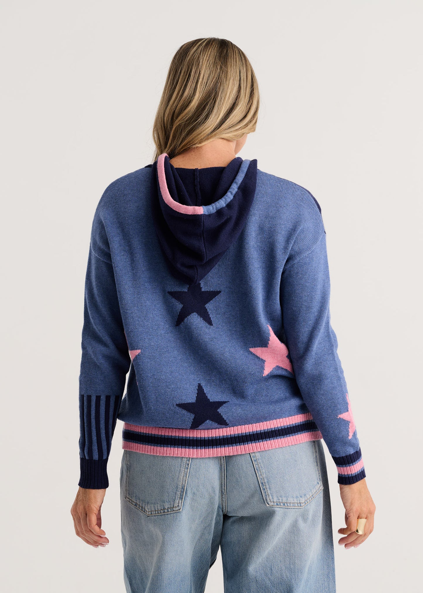 Star Design Zip Front Soft & Lightweight Hoodie. Style ZKP8529U