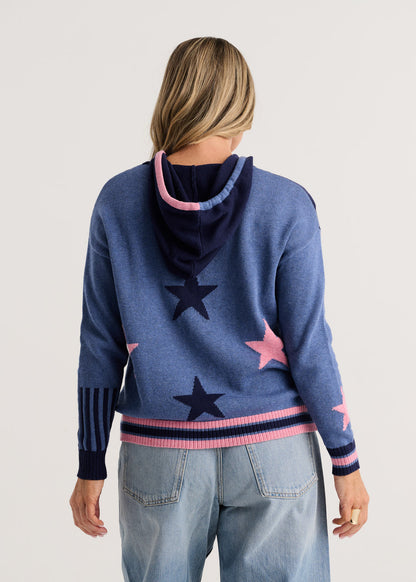 Star Design Zip Front Soft & Lightweight Hoodie. Style ZKP8529U