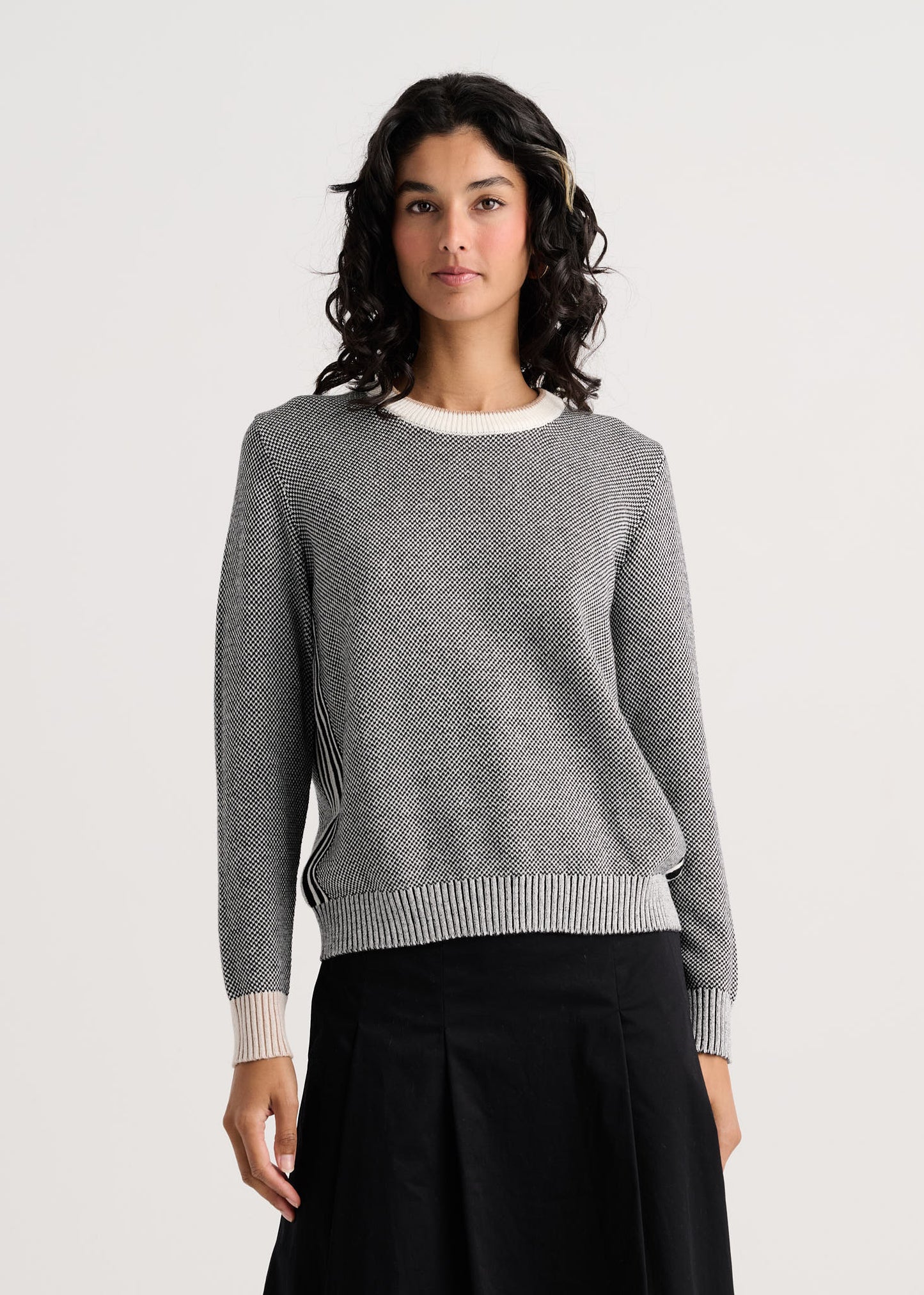 Birdseye Stitching Pop-Over Sweater. Style ZKP8531U