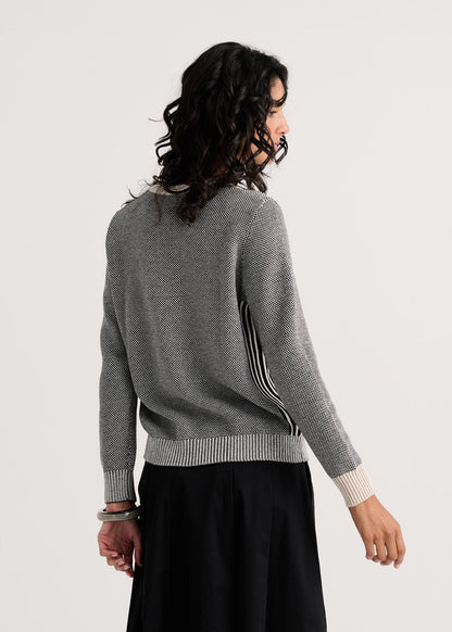 Birdseye Stitching Pop-Over Sweater. Style ZKP8531U