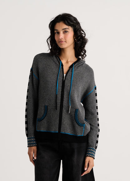 Birdseye Knit Zip Front Hoodie. Style ZKP8532U