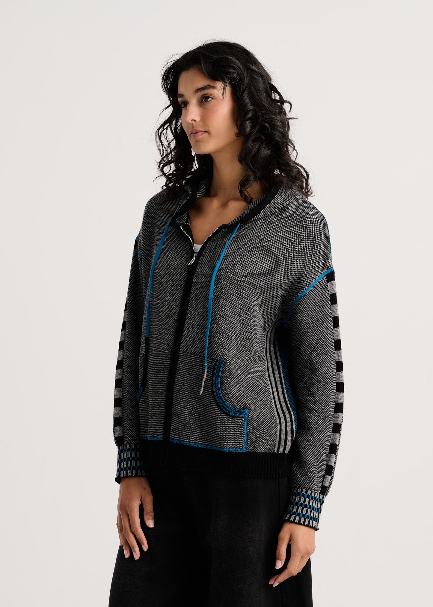 Birdseye Knit Zip Front Hoodie. Style ZKP8532U