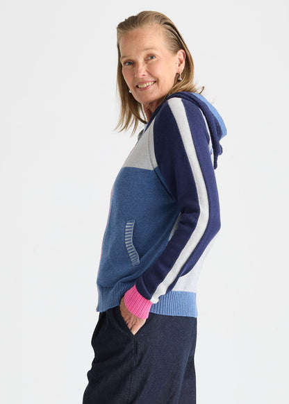 Colour Block Zip Front Lightweight Hoodie. Style ZKP8534U