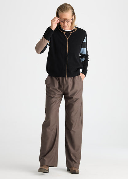 "Weekend Ease" Pop-Over Colour Block Sweater. Style ZKP8550U