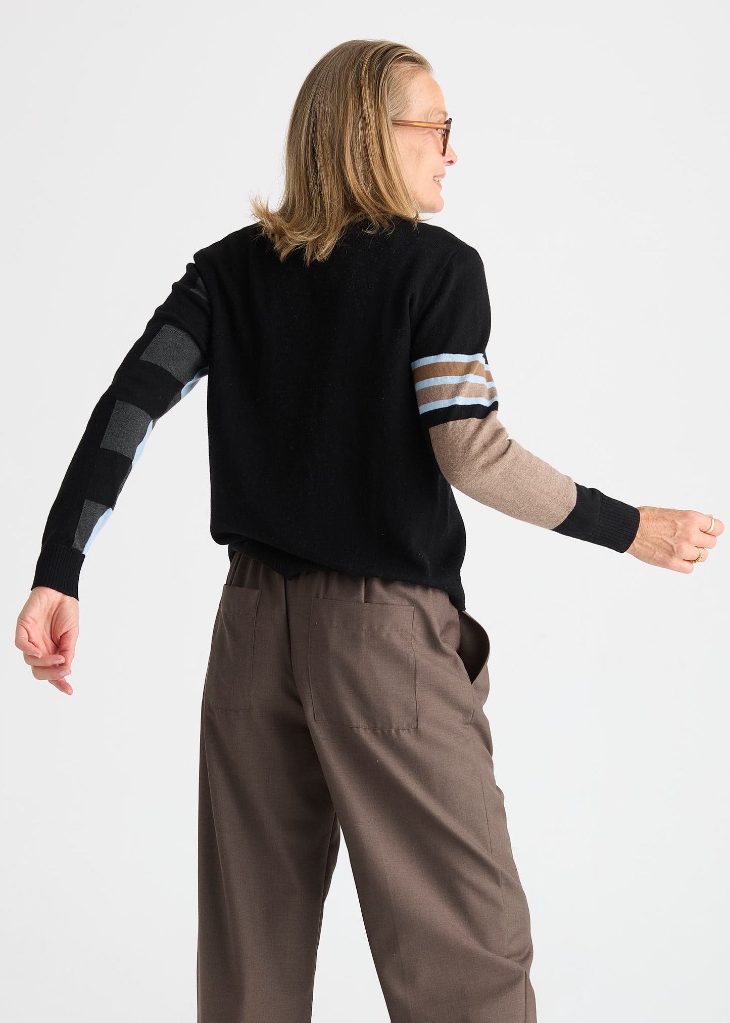 "Weekend Ease" Pop-Over Colour Block Sweater. Style ZKP8550U