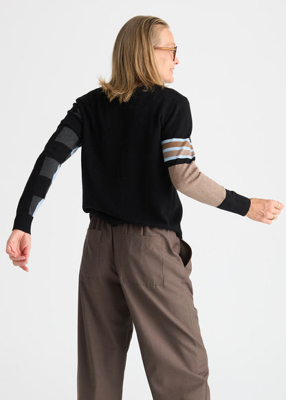 "Weekend Ease" Pop-Over Colour Block Sweater. Style ZKP8550U