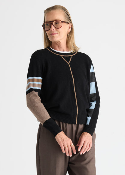 "Weekend Ease" Pop-Over Colour Block Sweater. Style ZKP8550U