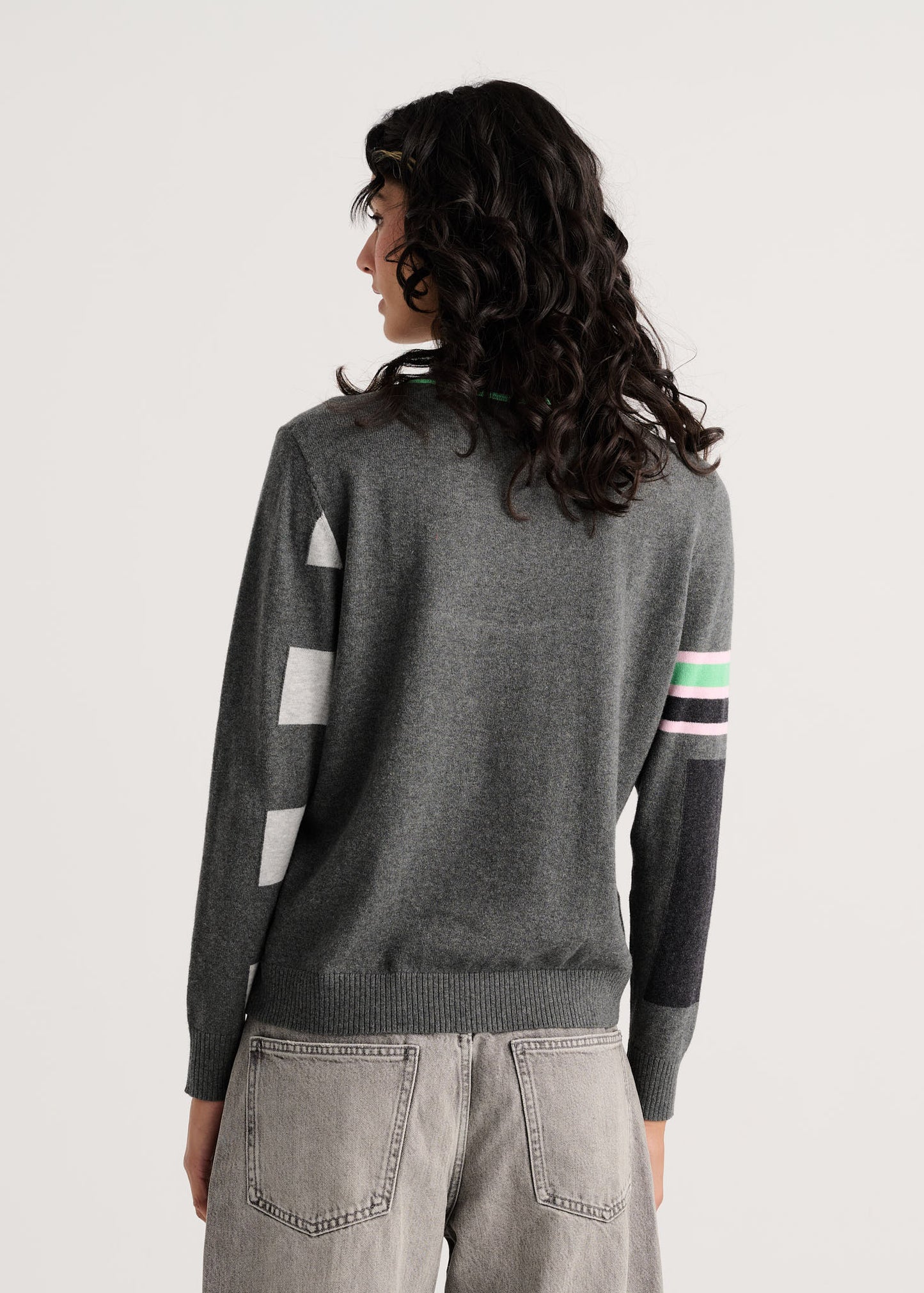 "Weekend Ease" Pop-Over Colour Block Sweater. Style ZKP8550U