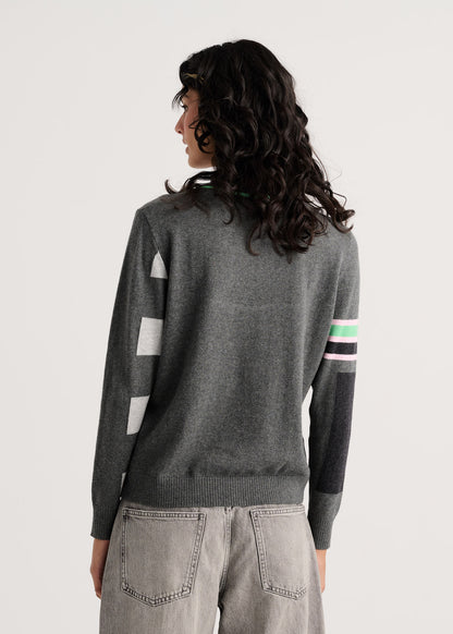 "Weekend Ease" Pop-Over Colour Block Sweater. Style ZKP8550U