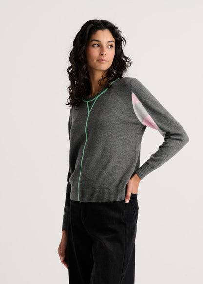 "Weekend Ease" Pop-Over Colour Block Sweater. Style ZKP8550U