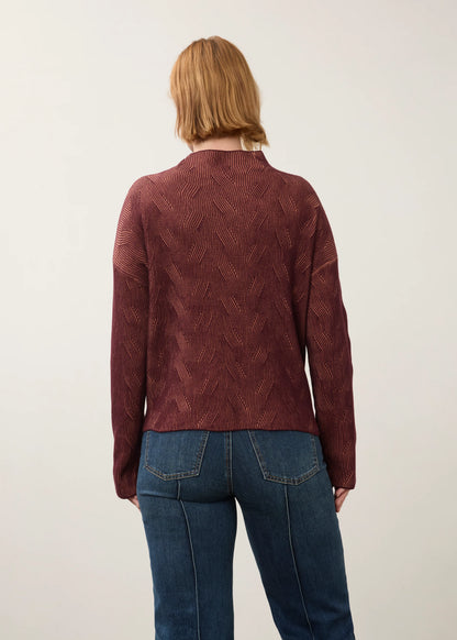 Long Sleeve Funnel Neck Textured Fabric Sweater. Style FD1048314