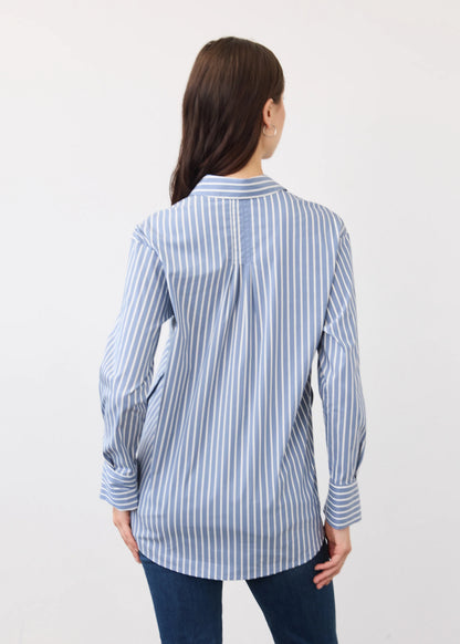 Long Sleeve Striped Button Front Blouse. Style FD7481623