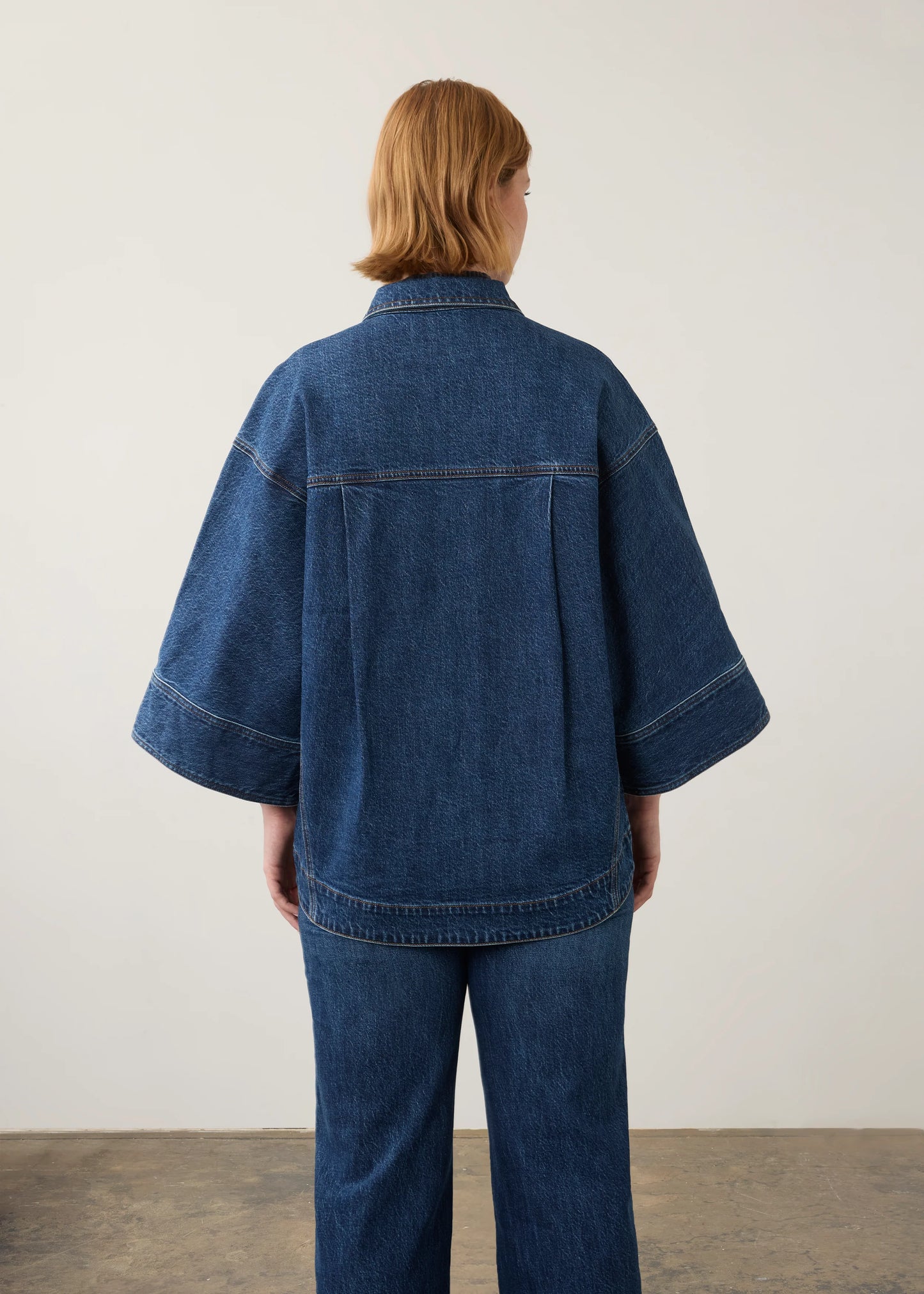 Kimono Sleeve Button Front Denim Jacket. Style FD11010225