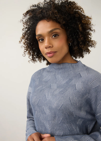 Long Sleeve Funnel Neck Textured Fabric Sweater. Style FD1048314
