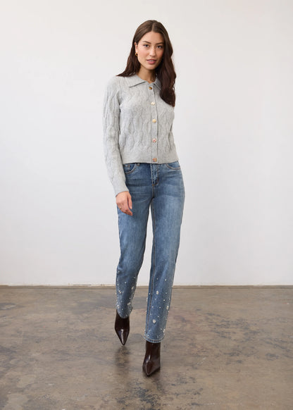 Olivia Straight Leg Pearl Detailing Jean. Style FD2062779