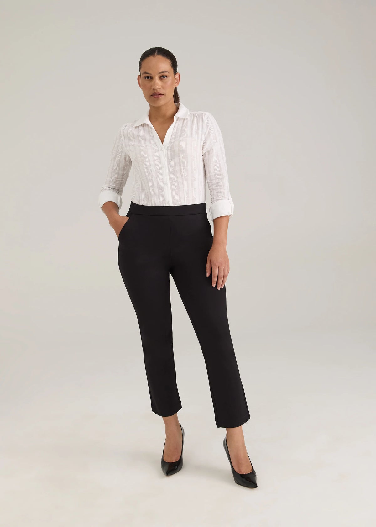 Ponte Pull-On Straight Leg Ankle Length Pant. Style FD2250396