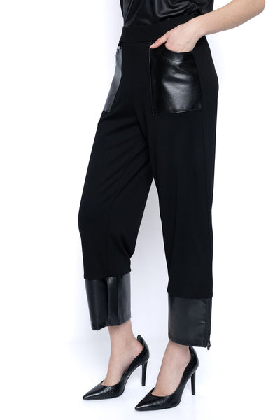Faux Leather Pockets & Cuff Pant. Style PYBG902