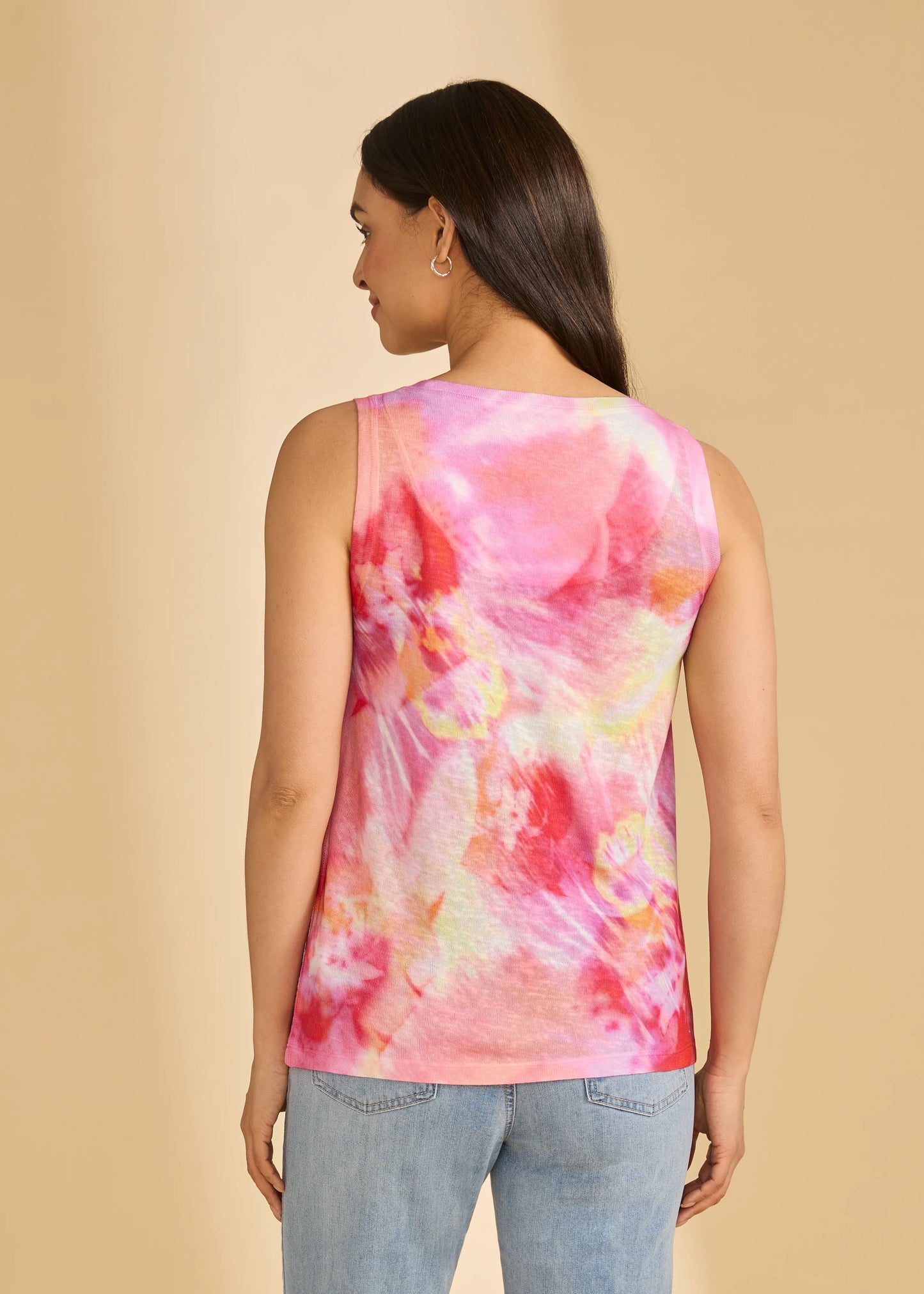 Scoop Neck Tye Dye Print Sleeveless Top. Style FD3989451
