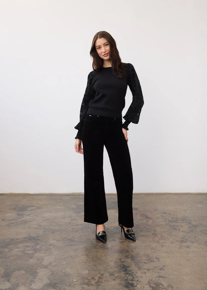 Velvet Cutout Sleeves Sweater. Style FD10015203