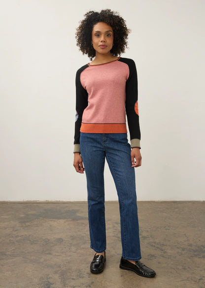 Long Sleeve Boatneck Colour Block Sweater. Style FD1938203