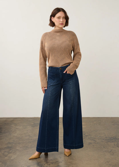 Patch Pockets Center Seam Wide Leg Jean. Style FD2173131