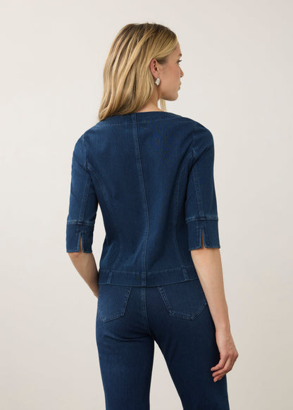 Lightweight Button Front Denim Look Jacket. Style FD7023131