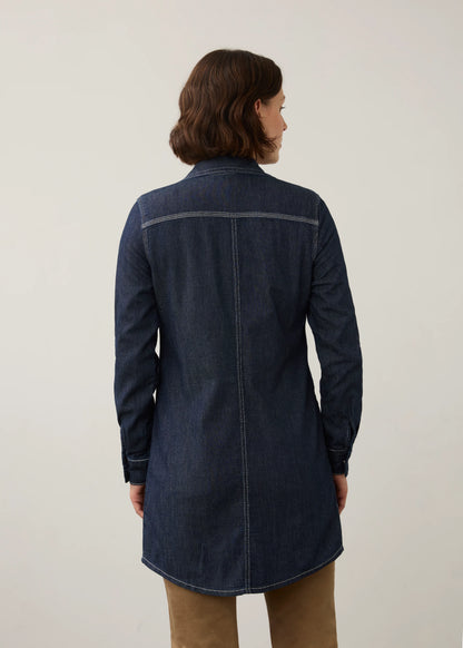 Long Sleeve Button Front Denim Tunic. Style FD7325992