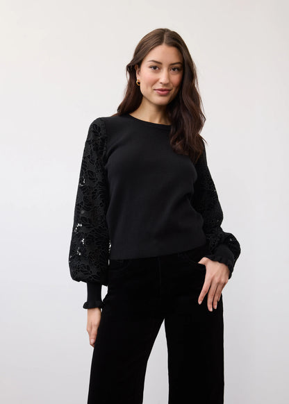 Velvet Cutout Sleeves Sweater. Style FD10015203