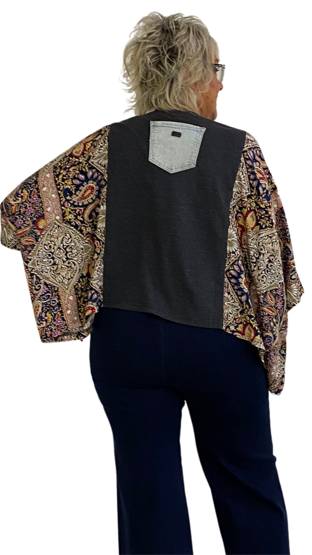 Nirvana Poncho Printed Sleeves Top. Style SHNP5512