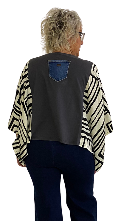 Nirvana Poncho Printed Sleeves Top. Style SHNP5512