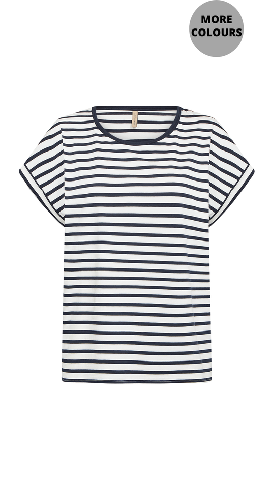 Basic Round Neck Striped Short Sleeve Top. Style SOYA27513