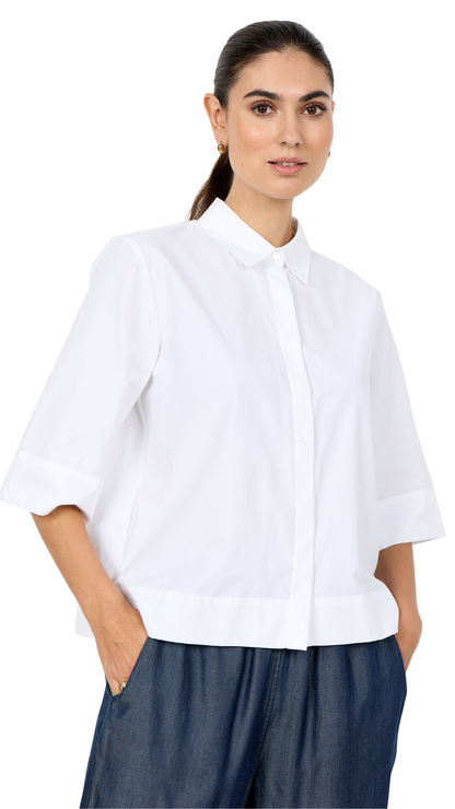 Concealed Button Up 1/2 Sleeve Cropped Top. Style SOYA41599