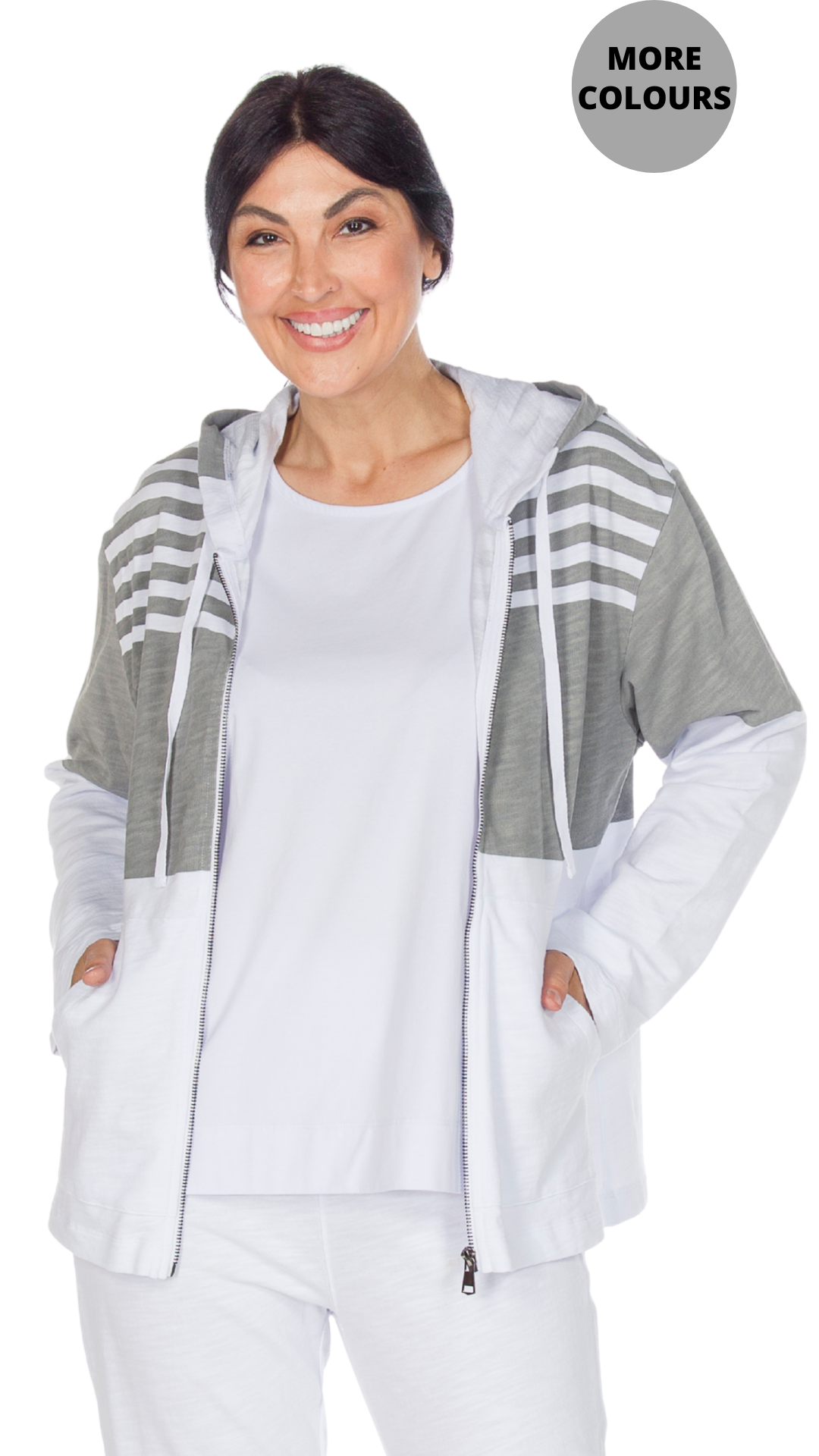 Colour Block & Stripes Zip Front Hoodie. Style WP8027