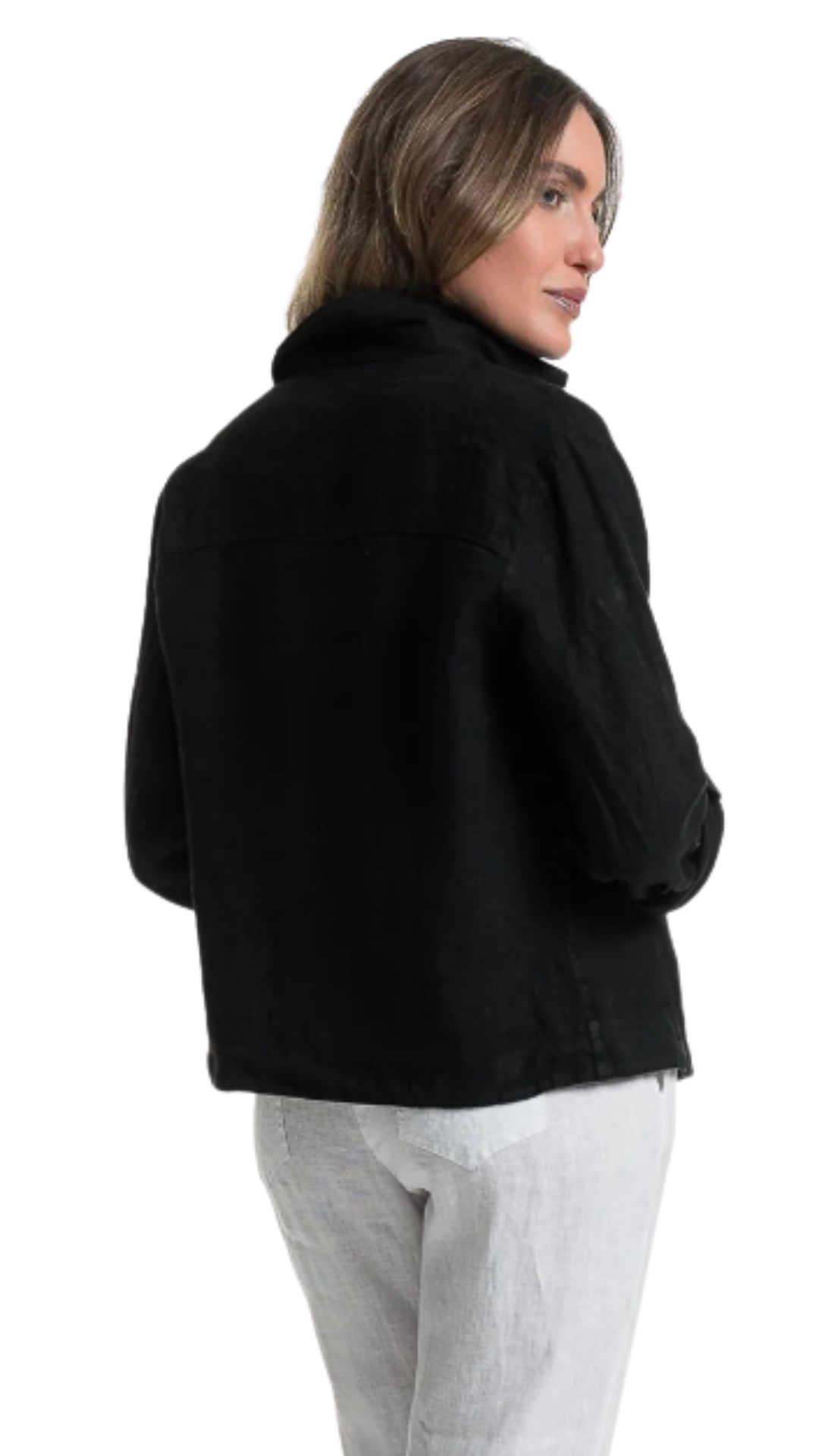 Button Front Solid Colour Roll-Up Sleeve Jacket. Style LLTP1736