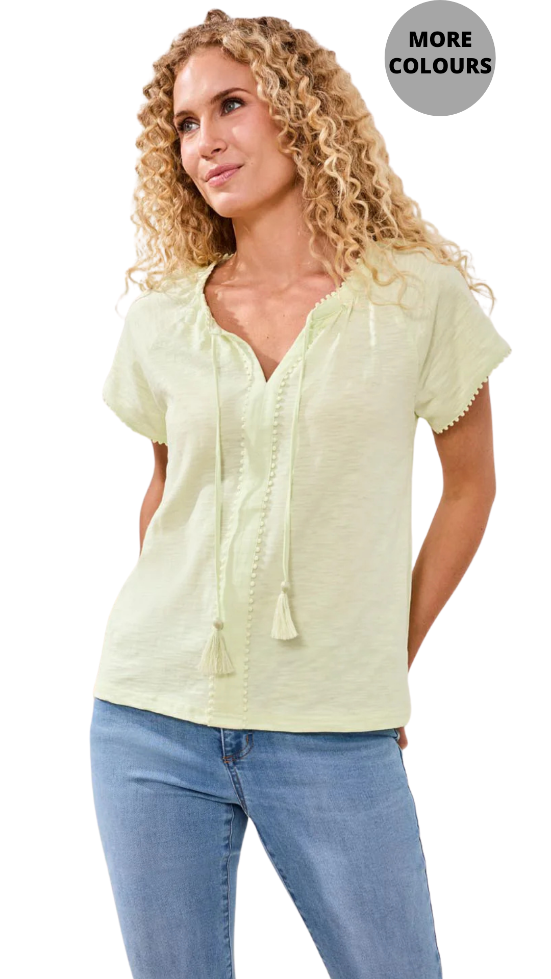 Tassel Tie Up Solid Colour Boho Top. Style TR2475O-8168