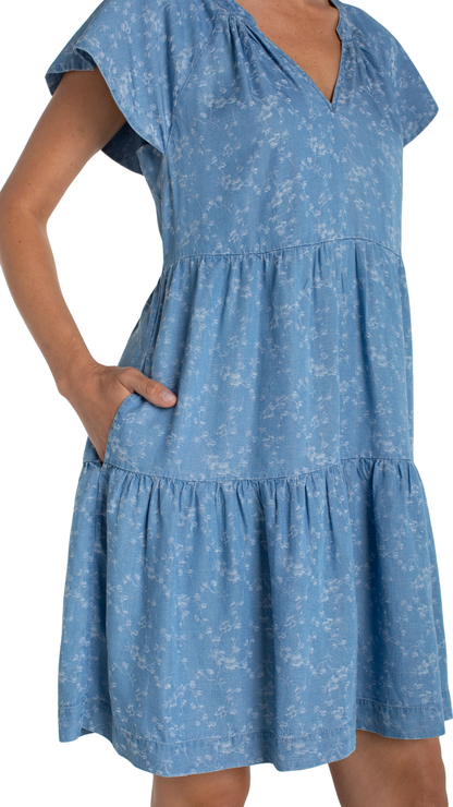 Tiered Flutter Sleeve Dress. Style LVLM8A90TLQ