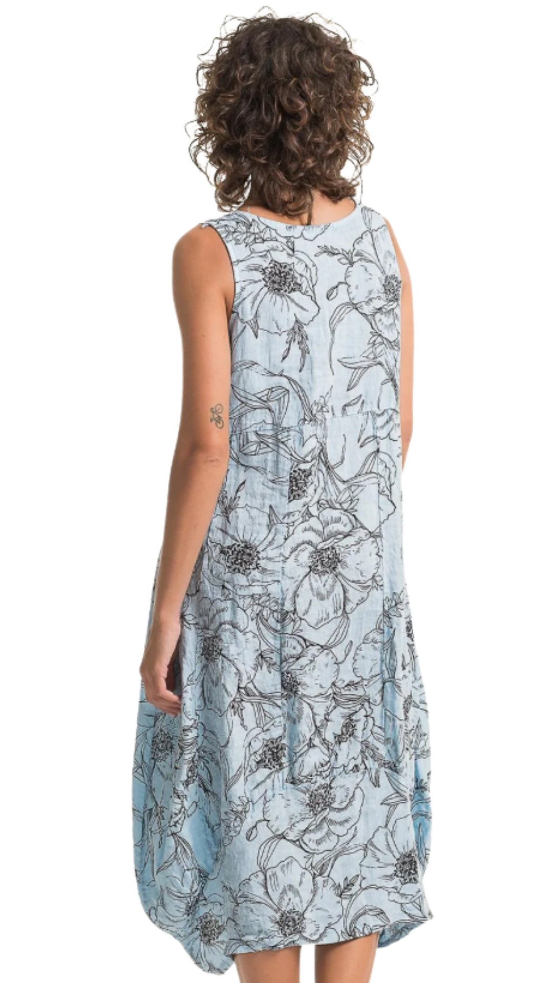 Floral Print Sleeveless Square Neck Cocoon Dress. Style LLTP1775P