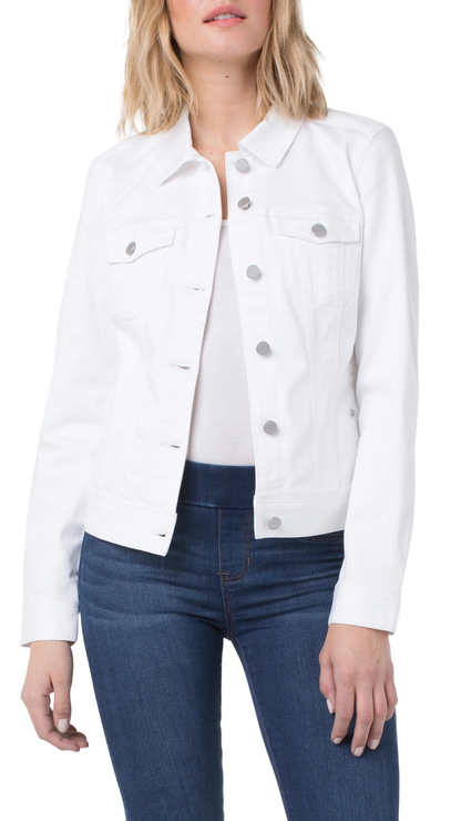 White Button Front Jean Jacket. Style LVLM1004WFV1