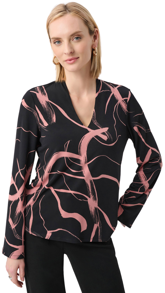 Silky Knit Abstract Print Straight Top. Style JR263166