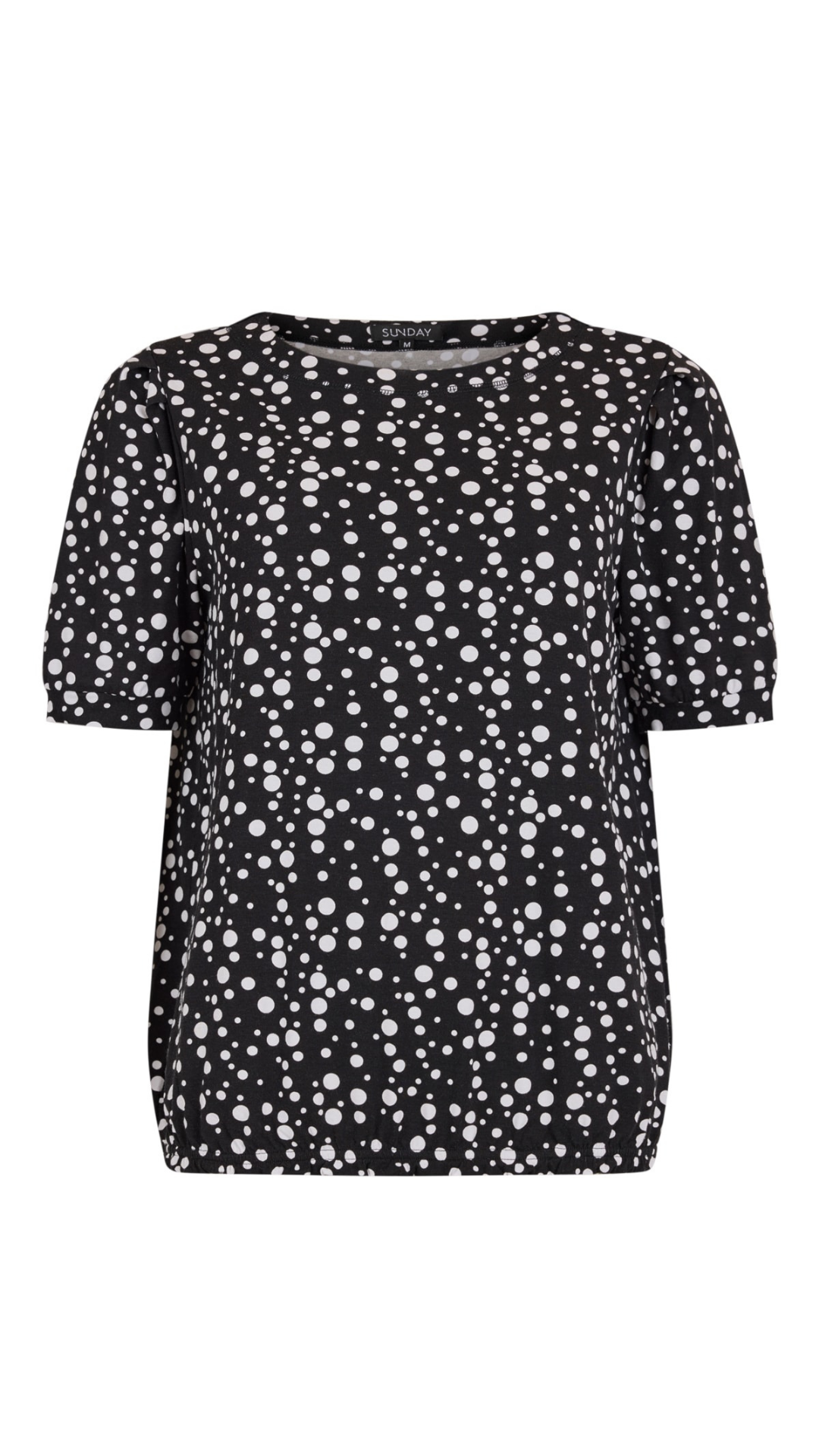 Short Sleeve Polka Dot Elastic Hem Top. Style SUN6235