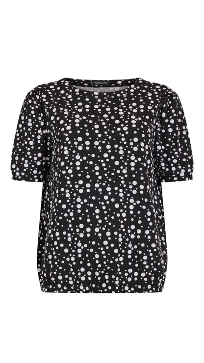 Short Sleeve Polka Dot Elastic Hem Top. Style SUN6235