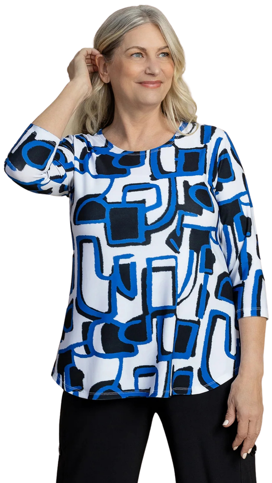 Go To Classic 3/4 Sleeve Printed Top. Style SI22110RP-2EM