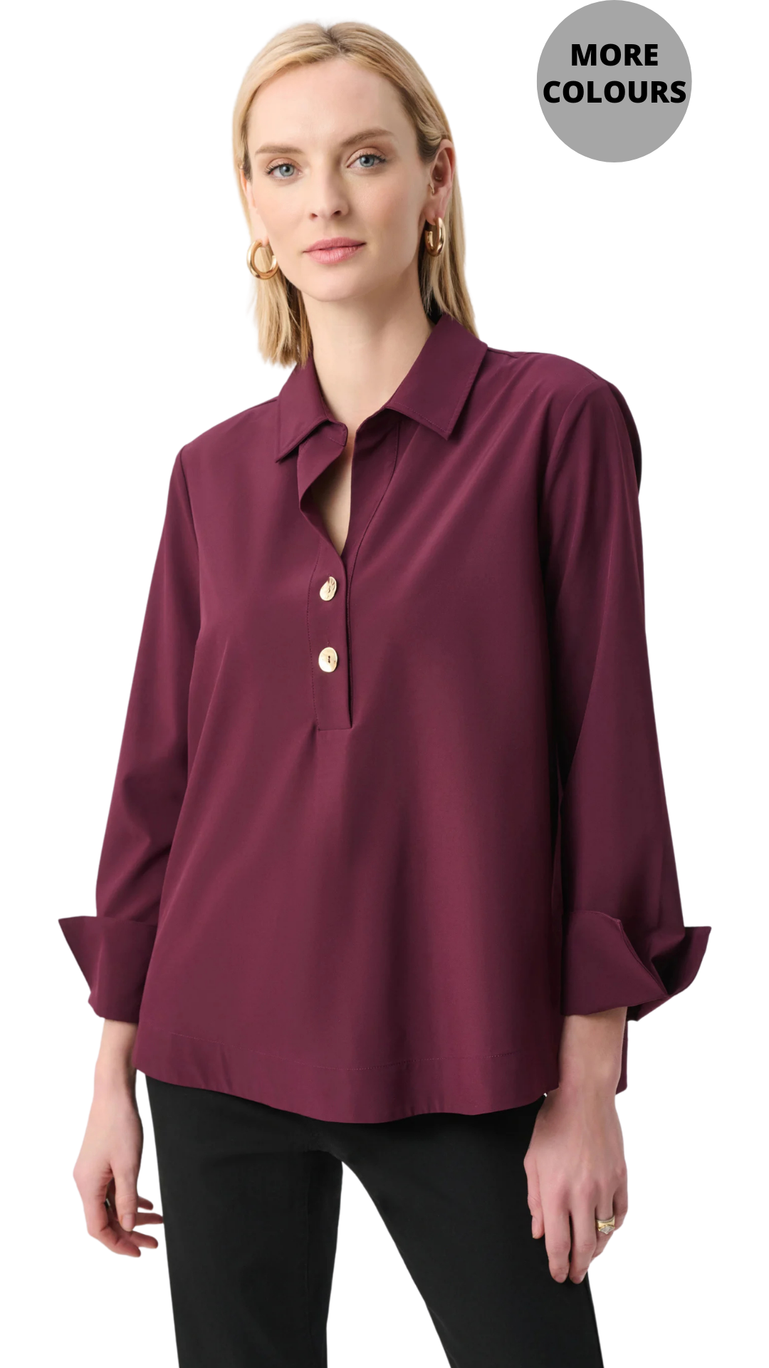 Stretch Poplin Shirt-Collar Boxy Top. Style JR263928