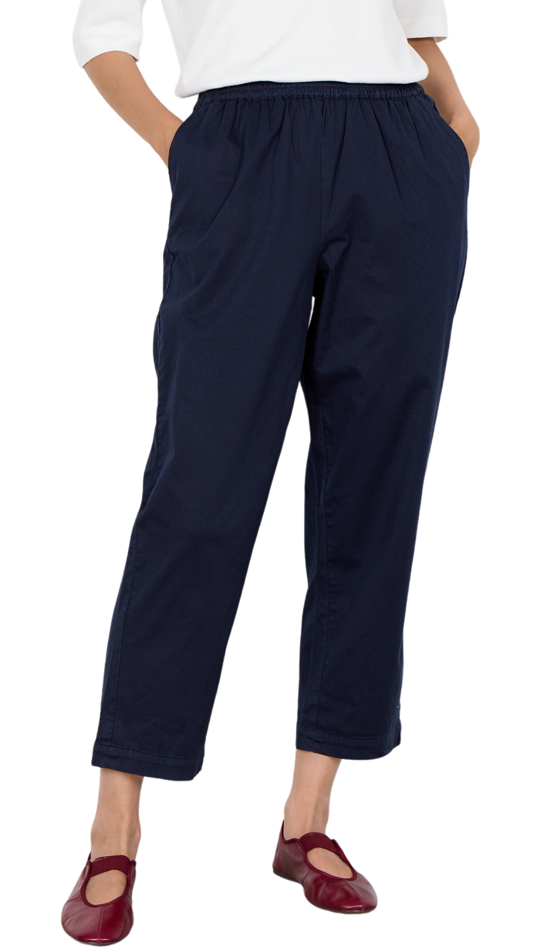 Pull-On Elastic Waistband Cotton Cropped Pant. Style SOYA41678