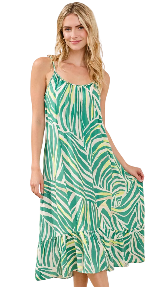 Braided Straps Flounce-Hem Midi Dress. Style TR3059O-3880